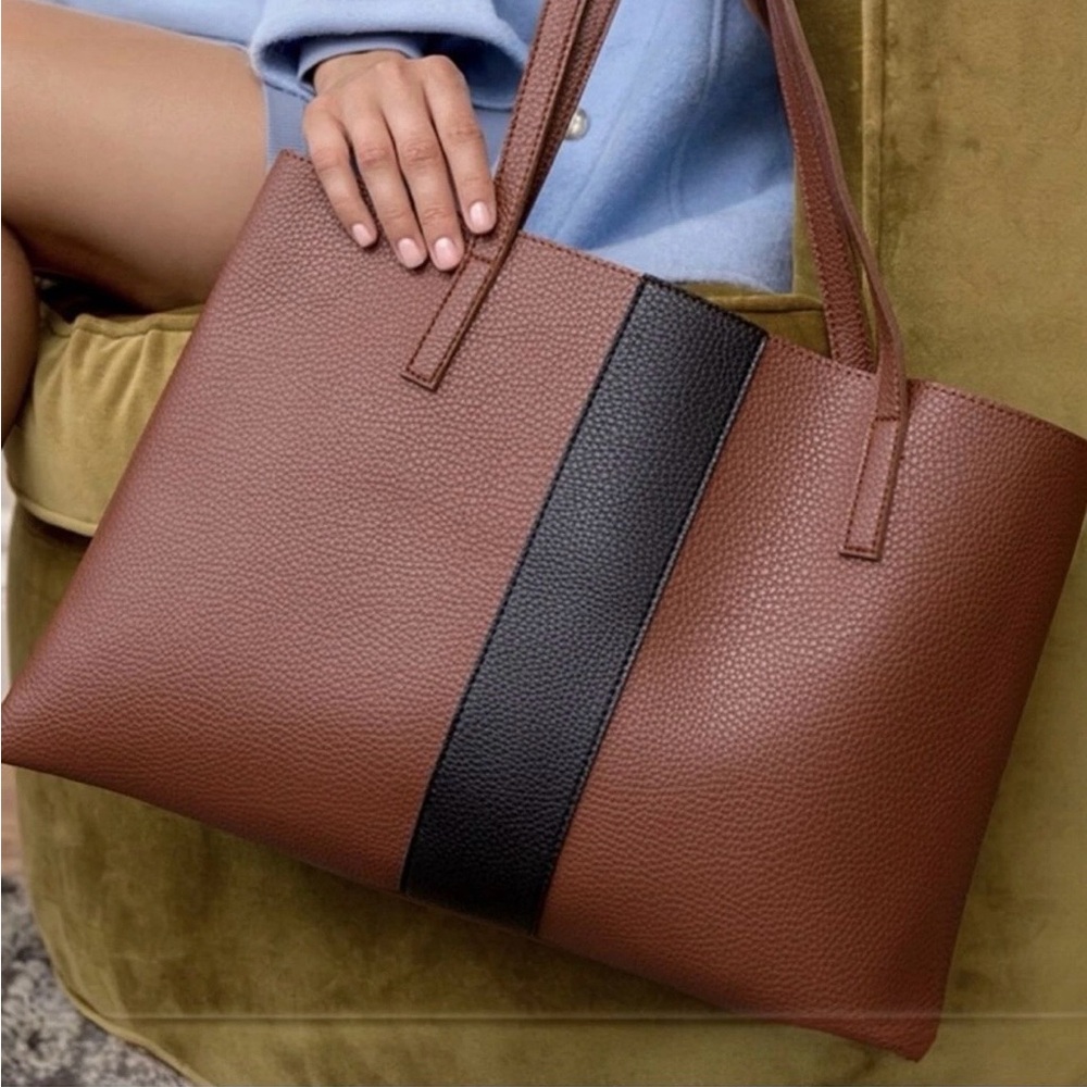 Vince Camuto Brown Tote with Black Accent